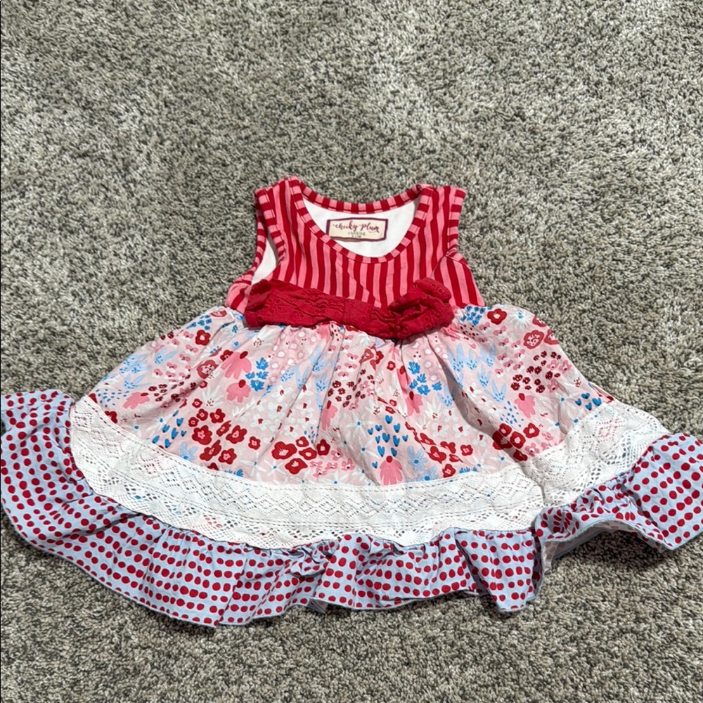 Cheeky Plum Red and White Kids Dress